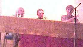 Auf dem Podium v.l.n.r.: Hans Schtz, Erwin Winkler, Ruth Paulig